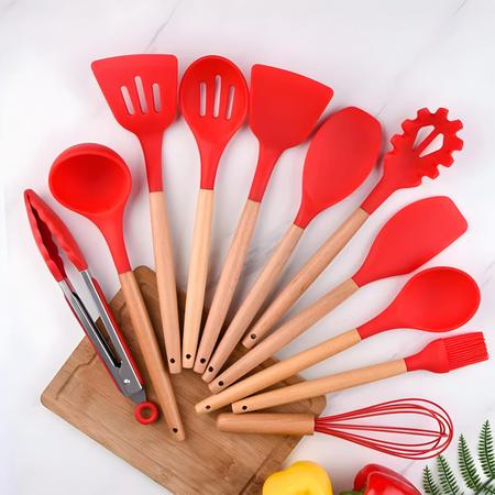 Imagem de Jogo 12 Talheres Colheres De Silicone Espatula De Silicone Utensilios de Cozinha