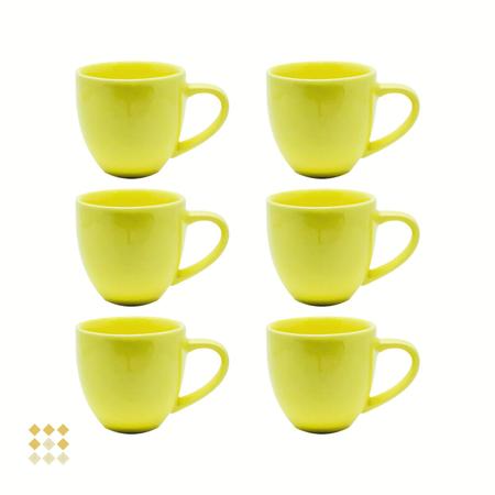 Jogo 12 Xícara Chá Café 170ml Amarelo em Porcelana - MUNDO DA