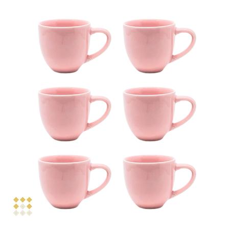 Jogo 6 Xícara Chá Café Rosa 95Ml Com Pires Porcelana - Mundo Da Porcelana -  Xícaras de Café - Magazine Luiza