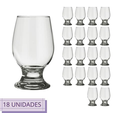 Jogo 18 Copos Chiques 300ml Paulista Drink Vidro Mesa Posta