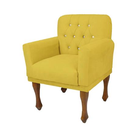 Imagem de Jogo 2 Cadeira Poltrona Decorativa Sala Quarto Closet Anitta Suede Amarelo LM DECOR