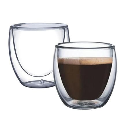 Imagem de Jogo 2 Copo Parede Dupla 80ml Vidro Borosilicato Café Espresso Expresso Mantem Temperatura - YANGZI