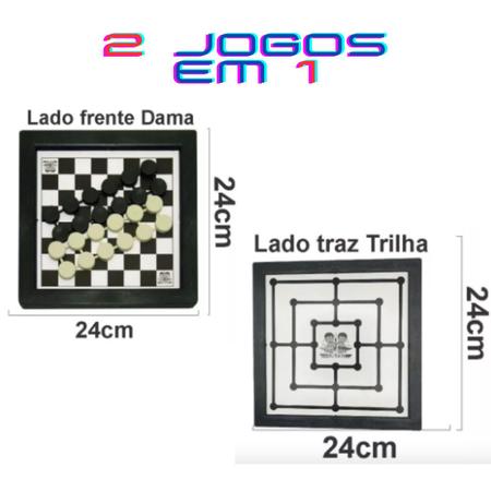 Jogo 2 em 1 Dama Trilha Dutati 24cm Tabuleiro + Peças - Zein