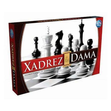 Jogo de Xadrez 32 peças e Dama 24 peças Tabuleiro Original - Pais e filhos  - Jogo de Dominó, Dama e Xadrez - Magazine Luiza