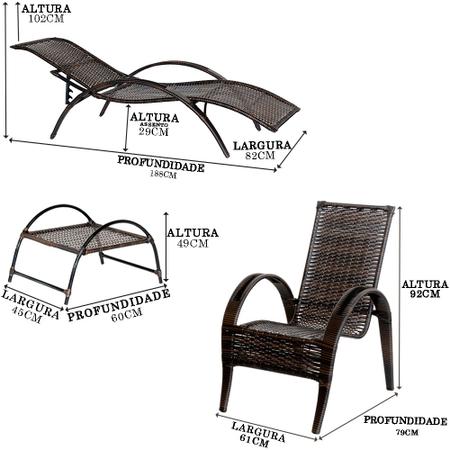 Jogo 4 Cadeiras Napoli com Mesa Centro Baixa para Áreas Externas e Internas  - Cor Pedra Ferro - COAGE MÓVEIS - Conjunto de Mesa e Cadeiras para Jardim  - Magazine Luiza