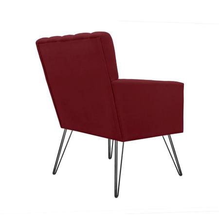 Imagem de Jogo 2 Poltronas Decorativas Para Escritório Pés de Ferro Cecília Suede Vermelho Bordo - DL Decor