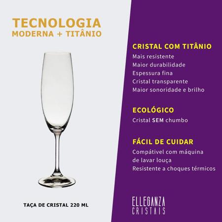 Imagem de Jogo 2 Taças Cristal Champagne 220 Ml Linha Roberta Bohemia