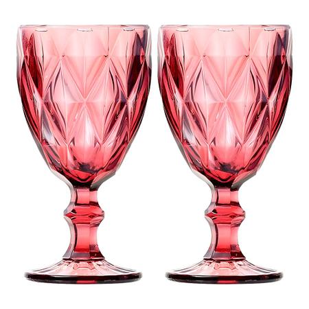 Imagem de Jogo 2 Taças de Vidro Diamond Diamante Rosa Lilás 300ml Água Class Home