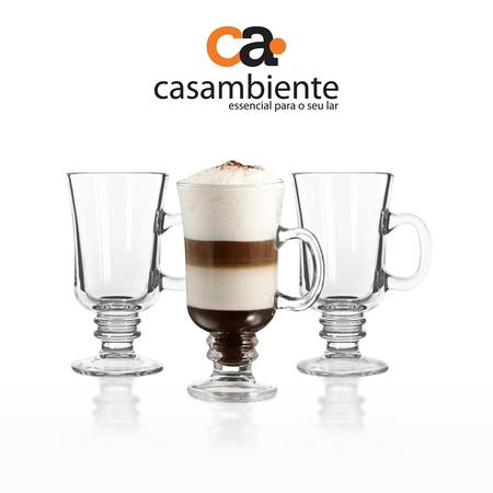 Imagem de Jogo 2 Xícaras Vidro Irish Taça Café Cappuccino Caneca 100ml