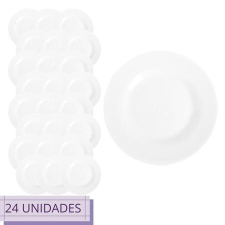 Imagem de Jogo 24 Pratos Brancos Menu Raso 27cm Restaurante Almoço