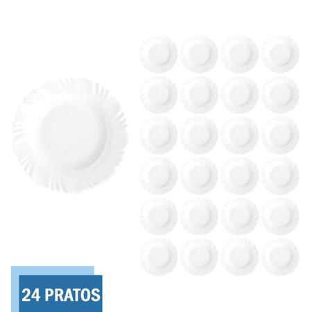 Imagem de Jogo 24 Pratos Fundo 23,5cm Redondos Pétala Refeição Duralex