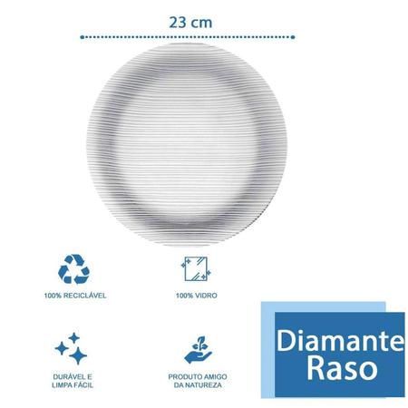 Imagem de Jogo 24 Pratos Rasos 23cm Diamante Duralex em Vidro Temperado Transparente