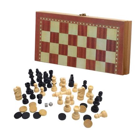 Jogo de xadrez De Madeira 3 Em 1 40 x 40 Cm - CHESS - Jogo de Dominó, Dama  e Xadrez - Magazine Luiza