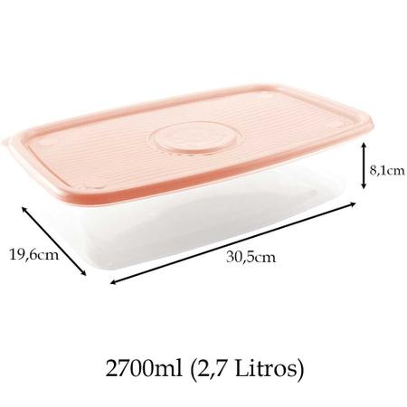 Imagem de Jogo 3 potes plastico alimentos mantimento frutas comida geladeira freezer microondas tapoer tapuer