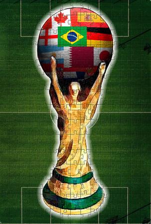 Jogo 3 Quebra-cabeças Futebol Taça da Copa do Mundo 60 peças