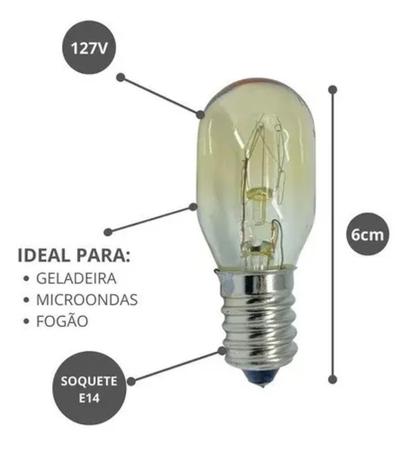 Imagem de Jogo 3 un Lampada E14 15w 127v Para Lustre Geladeira Fogao Microondas