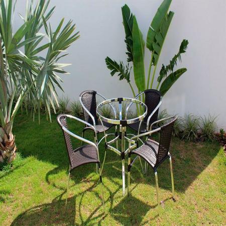Imagem de Jogo 4 Cadeiras e Mesa Floripa Alumínio Para Piscina, Área, Jardim Trama Original