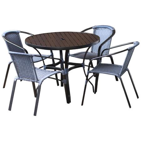 Imagem de Jogo 4 Cadeiras Floripa e Mesa com Tampo Ripado em Alumínio - Piscina, Área, Jardim