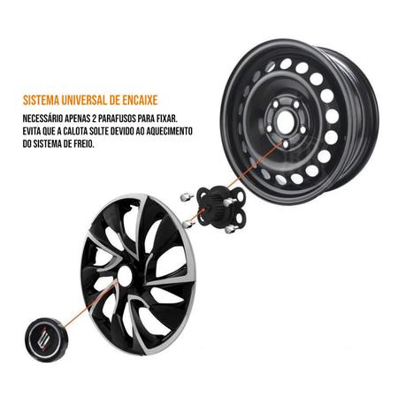 Jogo 4 Calotas Esportivas Aro 13 Nitro Black Chevrolet GM - Elitte Imagem de Jogo 4 Calotas Esportivas Aro 13 Nitro Black Chevrolet GM