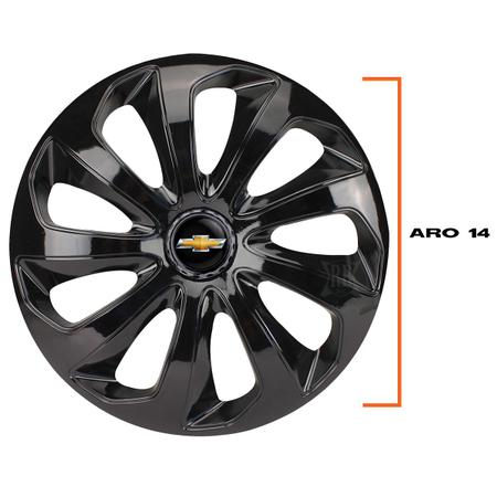 Jogo 4 Calotas Esportivas Aro 14 Velox Black Chevrolet GM - Elitte Imagem de Jogo 4 Calotas Esportivas Aro 14 Velox Black Chevrolet GM