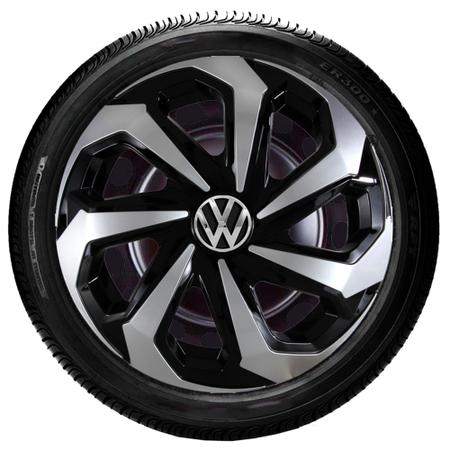 Imagem de Jogo 4 Calotas Spider Black Silver Aro 15 Vw Gol G1 G2 G3 G4 G5