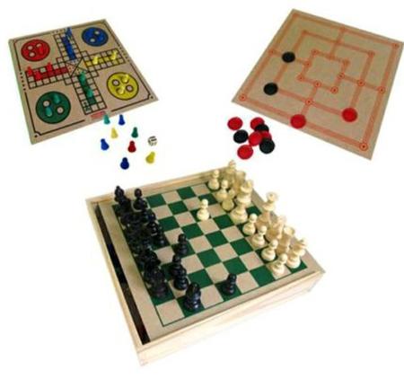 JOGO 4 EM 1 XADREZ DAMA TRILHA LUDO