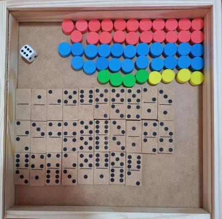 Jogo 4 Em 1 Jogos Dama Trilha Ludo Dominó Em Cx De Madeira