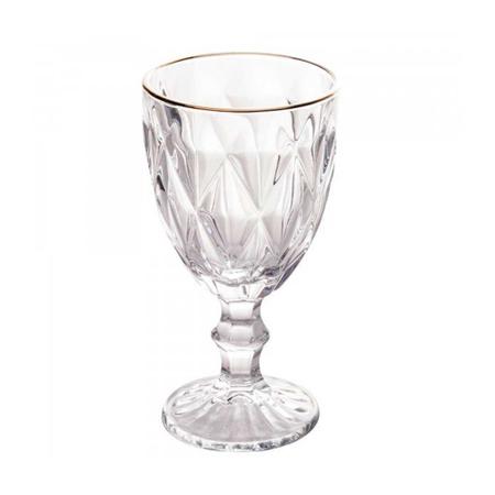 Imagem de Jogo 4 Taças de Vidro com Borda Dourada Diamond Cor Transparente para Água Lyor 325ml