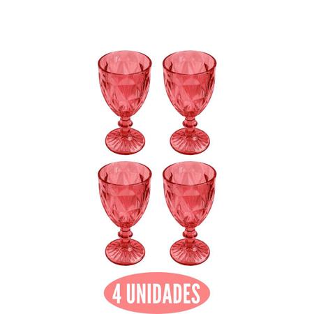 Imagem de Jogo 4 Taças Diamond Vidro Vermelha 340ml Água Vinho