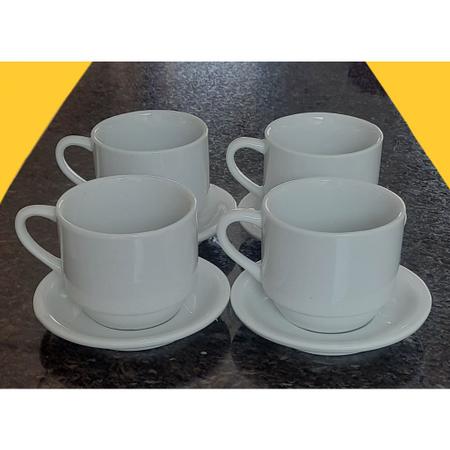 Jogo 6 xícaras de Café e Chá com pires - 200 ml Empilháveis - Porcelana  branca - Antilope Decor Porcelanas - Xícaras de Café - Magazine Luiza