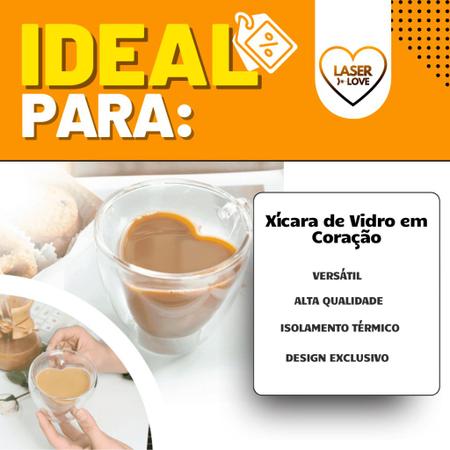 Imagem de jogo 4 Xícaras De Vidro Coração Parede Dupla 80ml Jogo Xícara Café Chá Peças Incolor