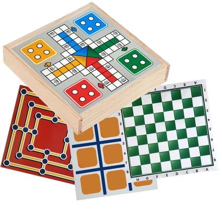 Jogo Educativo Dama Trilha Jogo da Velha Dominó Ludo 5 Em 1