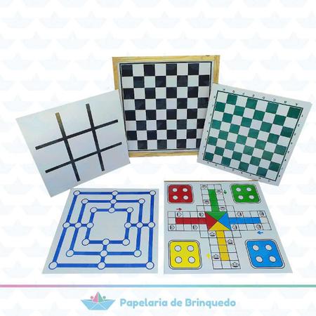 Brinquedo Educativo Jogos 5x1 Dama Jogo Da Velha Ludo Trilha Xadrez - SONHO  DE CRIANÇA - Jogo de Dominó, Dama e Xadrez - Magazine Luiza