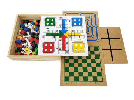 Brinquedo Educativo Jogos 5x1 Dama Jogo Da Velha Ludo Trilha Xadrez - SONHO  DE CRIANÇA - Jogo de Dominó, Dama e Xadrez - Magazine Luiza