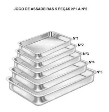 Jogo 5 Assadeiras Formas Para Bolo Retangular Alumínio