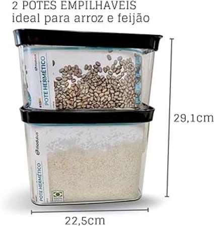 Imagem de jogo 5 potes mantimentos herméticos para arroz feijão farinha - Helsim