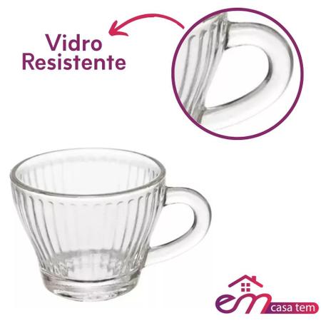 Imagem de Jogo 5 Xícaras de Café Morocco Lines Vidro Transparente 90ml Em Casa Tem