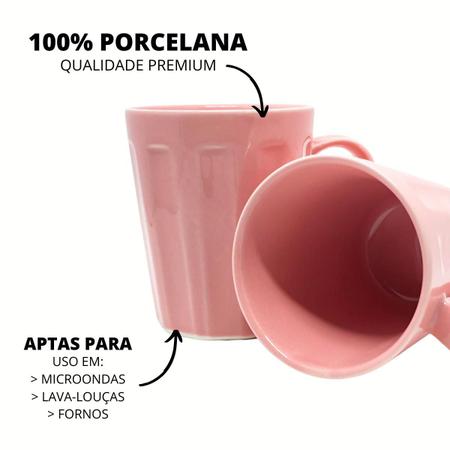 Imagem de Jogo 6 Caneca Chá Café Rosa 250ml em Porcelana