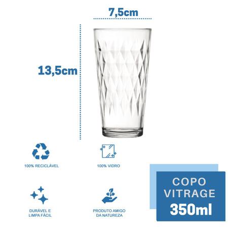 Jogo De Copos Vitrage 350Ml Nadir 6 Peças - Vidro