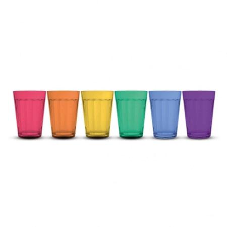 Imagem de Jogo 6 Copos Americanos Rainbow Pride Neon 190mL Nadir Figueiredo Arco-iris Colorido Vidro