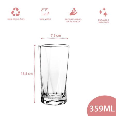 Jogo 6 Copos Chiques 350ml Marrocos Drink Vidro Agua e Suco, Magalu  Empresas