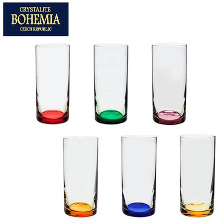 Vasos Altos Cristal Colores Bohemia Original 350ml Cajax6