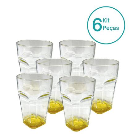 Jogo 6 Copos de Vidro Grosso 390ml Brasil Luxo Amarelo - WEBTEM - Copos -  Magazine Luiza