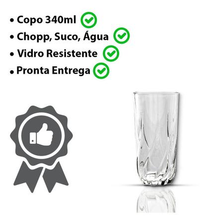 Jogo De Copos Vidro Grosso 340ml - 6 Unidades