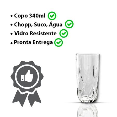 Imagem de Jogo 6 copos de vidro vienna 340ml  suco refrigerante agua