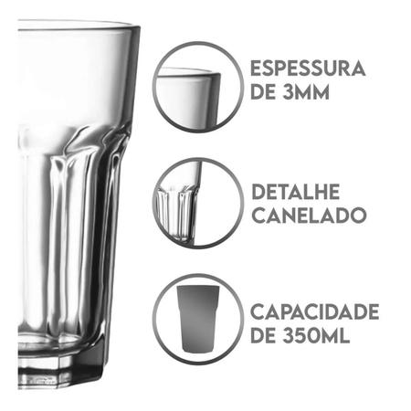 Jogo 6 Copos Vidro Grosso 400ml Cerveja Suco Drink Premium