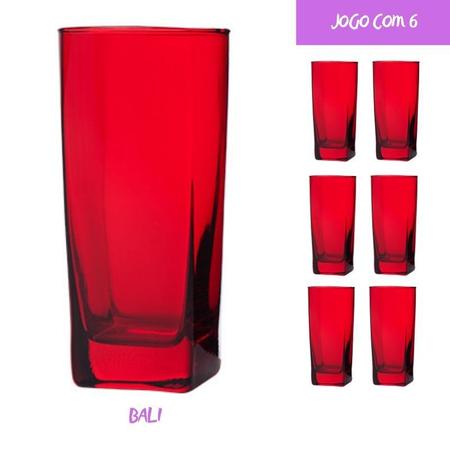 Jogo De 6 Copos Vidro Quadrado Colorido Cristal 320ml - PRATICASA - Copos -  Magazine Luiza