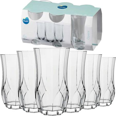 Jogo Copos De Vidro Kit Com 6 Ópera Nadir Long Drink - 360ml