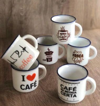 Jogo 6 Xicaras Café Chá Porcelana 120ml Decoradas Frases - AJ - Xícaras de  Café - Magazine Luiza