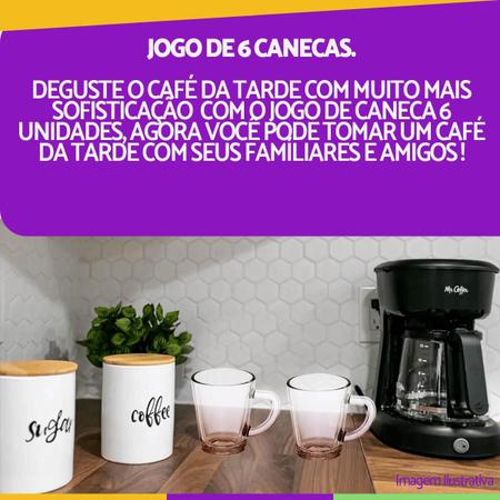 Imagem de Jogo 6 Peças Caneca Xícara Café Expresso Máquina Vidro 70 Ml